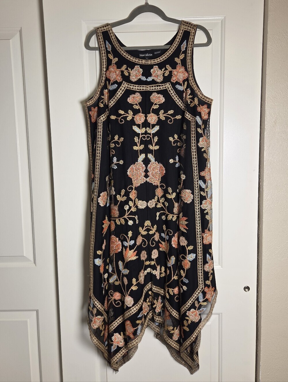 Tolani Collection Shelley Dress Sleeveless Embroidered Handkerchief Boho Large